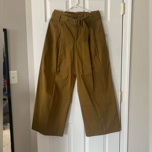 HIGH WAISTED BELTED WIDE LEG PLEATED PANTS WITH POCKETS